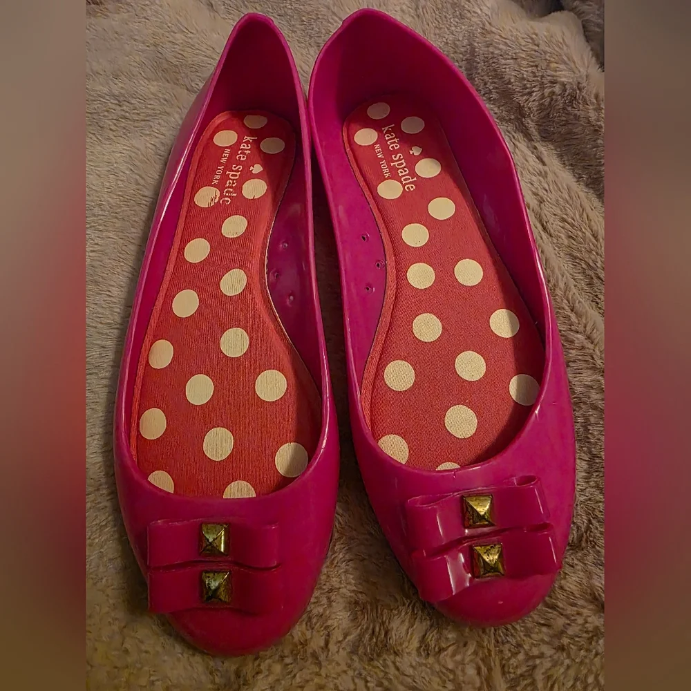 Kate Spade Pink Flats with Gold Accents
